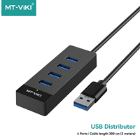 Hub Usb 3.0 Bertenaga 4 Port 3M Hub Usb Splitter Docking Station Sakelar Independen Hub Usb 3.0 Kecepatan Tinggi 5Gbps