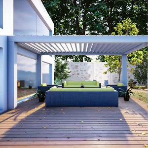 Pergola de jardin écologique 3x4m 4x6m en aluminium à toit rigide avec lames motorisées, auvent de terrasse extérieur, gazebo et pavillon - Product Image 3