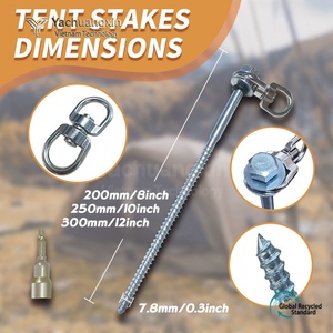 Stainless Steel Tent Pegs 13 In Screw Type Outdoor <b>Camping</b> All Seasons Use With Cardboard <b>Box</b> And Wrench - Product Image 5