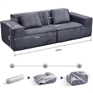 โซฟาเข้ามุมรูปตัวแอลทันสมัย 3 ที่นั่ง ผ้าหุ้มแบบสุญญากาศ ชุดโซฟาแบบแยกส่วน - Product Image 5