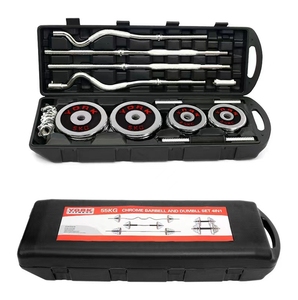 Juego de Mancuernas y Barra de Pesas de Hierro Fundido de Alta Resistencia, 55 kg, Cromadas, Ajustables, Equipo de Gimnasio, Pesas Libres, Barra de Curl - Product Image 1