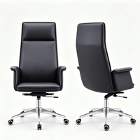 Chaise de direction ergonomique confortable à hauteur réglable en cuir PU pivotante, idéale pour le bureau à domicile et les bureaux professionnels