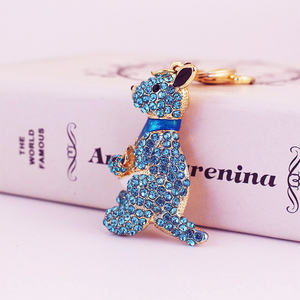 Vente chaude charme femmes sac ornements mignon chien lapin ours porte-clés accessoires strass diamant porte-clés cadeau pour voiture porte-clés - Product Image 6