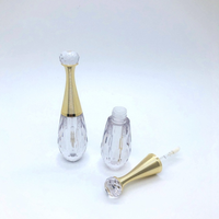 Tubes à gloss vides de luxe en forme de bulbe avec diamant sur le dessus, 2,5 ml, couleurs personnalisées, matériau PETG, bouchon à vis, rouge à lèvres liquide, sérigraphie