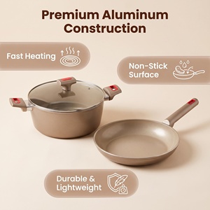 Batterie <span class=keywords><strong>de</strong></span> cuisine légère revêtement en céramique antiadhésif Durable en alliage d'aluminium Induction poêle à frire saine <span class=keywords><strong>casserole</strong></span> <span class=keywords><strong>casserole</strong></span> en gros - Product Image 2