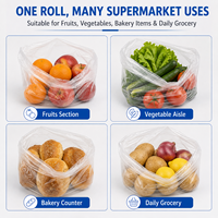 Bolsas de Plástico para Vegetales de Grado Alimenticio, Transparentes, Fáciles de Abrir, Impresas a Medida por el Fabricante, Bolsas de HDPE Perforadas en Rollo para Supermercados