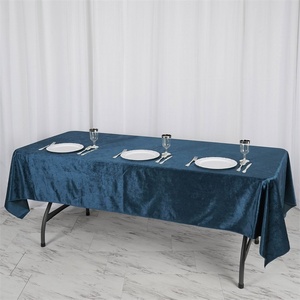 Mantel de terciopelo rectangular bordado de lujo azul real Rosa polvorienta al por mayor banquete de boda tela de terciopelo de 10 plazas - Product Image 4