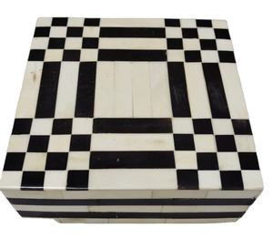 Boîte de rangement pour bijoux en incrustation d'os Boîte en bois fabriquée avec de nombreuses couleurs pour bijoux en os de corne - Product Image 1