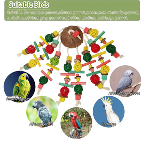 多色天然木块大鹦鹉咬玩具椰壳鸟咀嚼玩具 - Product Image 4