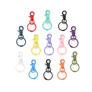 Metal keychains accessories Candy Colors Spray Paint Metal Key chains Colorful Key Ring Hook Chain Metal lobster clasps Keyring