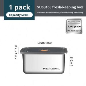 Food-Grade 316 Leak-Proof <b>Lunch</b> <b>Box</b> Portable Fresh-Keeping Square Food Container with Multiple Sizes Heatable Bento <b>Box</b> - Product Image 5