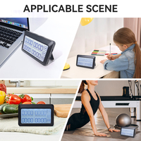 Horloge de cuisine personnalisée 4 canaux à double usage de laboratoire Horloge de table Étude Montre de bureau Pomodoro numérique électronique Compte à rebours Grand écran LCD Minuterie