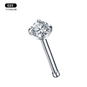 Piercing de nez en titane G23 avec zircon cubique 5A serti à griffes, hypoallergénique, en forme de L et courbé, bijoux de piercing pour hommes et femmes, vente en gros - Product Image 6