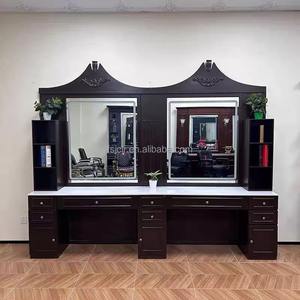 Miroir de salon double face moderne en <span class=keywords><strong>bois</strong></span> noir avec meuble de rangement et bac à shampoing pour hôtel et <span class=keywords><strong>centre</strong></span> <span class=keywords><strong>commercial</strong></span> - Product Image 6