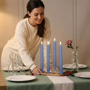 Wholesale 3d <b>Led</b> Skinny Pillar Tapered <b>Candle</b> Blue <b>Led</b> Taper <b>Candles</b> <b>with</b> <b>Remote</b> - Product Image 1