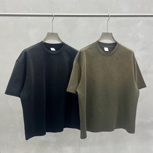 批发重型350gsm 100%棉干触感单面平纹无印花T恤制造商，专为街头服饰生产 - Product Image 4