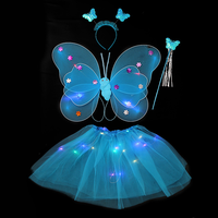 Set de Alas de Mariposa LED, Varita Mágica Brillante, Disfraz de Ángel para Niñas, Fiesta de Cumpleaños, Accesorios de Escenario, Regalo
