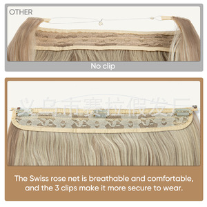 Peluca de Cabello Largo y Rizado con Ondas, con Línea Transparente, Tipo Clip-in, con Clip de <span class=keywords><strong>Pesca</strong></span>, de Fábrica de Zhejiang - Product Image 4