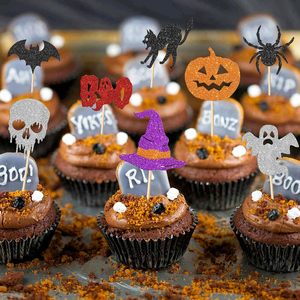Adornos para Cupcakes de Halloween, Adornos Brillantes con Forma de Murciélago, Araña, <span class=keywords><strong>Calabaza</strong></span> y Fantasma para Baby Shower, Fiesta de Cumpleaños, Fiesta Temática de Halloween - Product Image 5