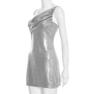 Viviblook Q25DS459 <b>Women</b> New <b>Sexy</b> Slim Fit Nightclub Party Single Shoulder Mini <b>Dress</b> - Product Image 5