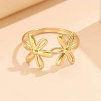 Bague ajustable pour femme en acier inoxydable plaqué or 18 carats, style ouvert, tendance, simple et polyvalente