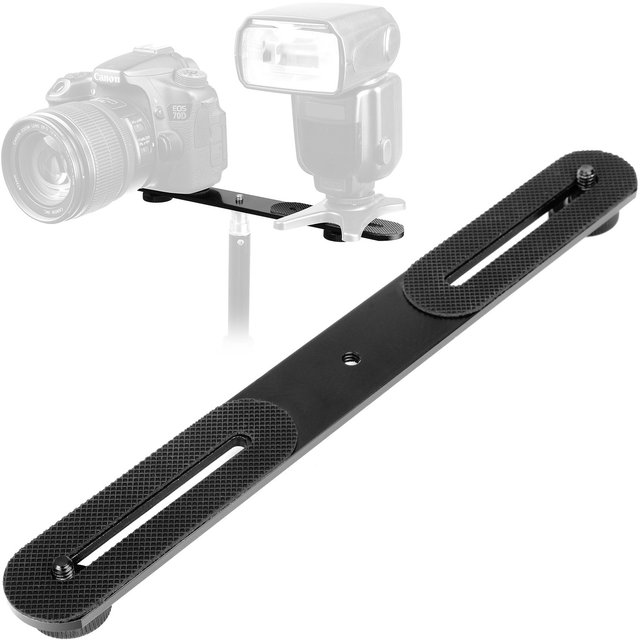 YEAH Dual Camera Mount Flash Bracket Extension Bar with 1/4 Screw for DSLR Digital Camera LED Light Studio Video Microphone