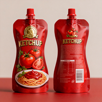 Sachet souple personnalisé pour sauce, thermoscellable, stérilisable, avec bec verseur, pour pâte et ketchup tomate