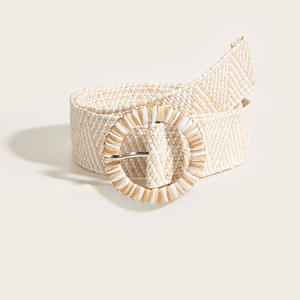 Da <span class=keywords><strong>donna</strong></span> elegante <span class=keywords><strong>cintura</strong></span> in paglia elastica intrecciata ampia spilla <span class=keywords><strong>Beige</strong></span> per fibbia Skinny Raffia elasticizzata <span class=keywords><strong>cintura</strong></span> alla moda cinture in tessuto - Product Image 1