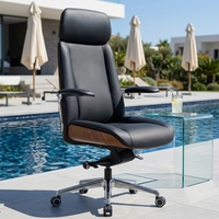 Chaise de bureau exécutive ergonomique pivotante en cuir synthétique PU noir avec appui-tête haut, vente en gros d'usine