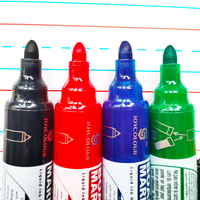 Marqueur effaçable pour tableau blanc rechargeable et reutilisable de 6 mm avec tube d'encre double face 4 couleurs