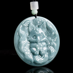 Pendentif en jadéite naturelle bleu eau de roseau, bijoux pour hommes et femmes, vente en gros de jade, cadeau avec certificat d'évaluation DW112 - Product Image 2