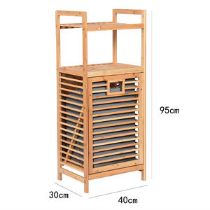 Panier à linge pliable en bambou naturel à 2 niveaux, écologique, grande capacité, avec étagère ouverte pour la salle de bain, la chambre à coucher, l'utilisation domestique - Product Image 2