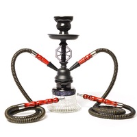 Magnifique Chicha Arabe Taille Moyenne avec 2 Tuyaux, Vase Perco Pyrex Vert et Rouge – Cadeau Idéal
