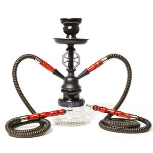 Vas Perkolator Kaca Ukuran Sedang Motif Arab Cantik dengan 2 Selang untuk Shisha Hookah Hijau Merah, Hadiah Terbaik - Product Image 5