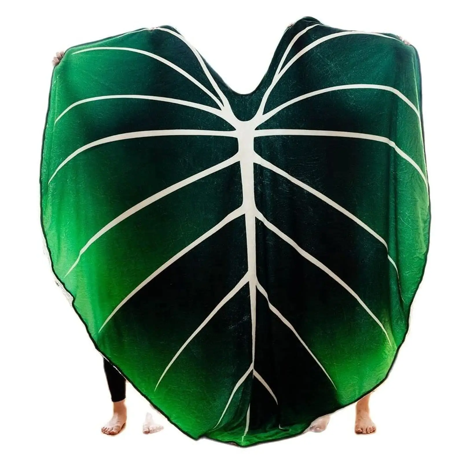 Best Sale Fresh Color Soft Light Green Flannel Leaf Shape Large Size Giant Leaf Blanket