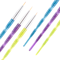 Outil de manucure à manche en marbre Pinceau d'art d'ongle français Pinceau à double extrémité pour l'art d'ongle Stylo à pointiller Acrylique Dessin Pinceau de peinture en gel UV strass