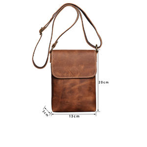 New Men's Genuine Leather Shoulder <b>Bag</b>, Women's Crazy Horse Leather Cross Body <b>Small</b> Backpack, Fashionable and Simple <b>Phone</b> <b>Bag</b> - Product Image 6