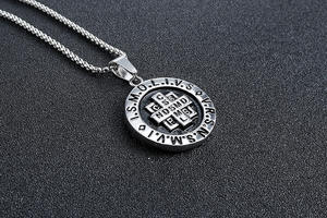 Collier Homme Acier Inoxydable Sexe Catholique St Benoît Exorcisme Croix Pendentif pour Roman Rond Design Protection Fantôme Chasseur - Product Image 6