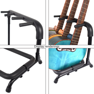 블랙 3PCS 멀티 접이식 기타 랙 플로어 디스플레이 기타 스탠드 일렉트릭 베이스 어쿠스틱 기타 - Product Image 4