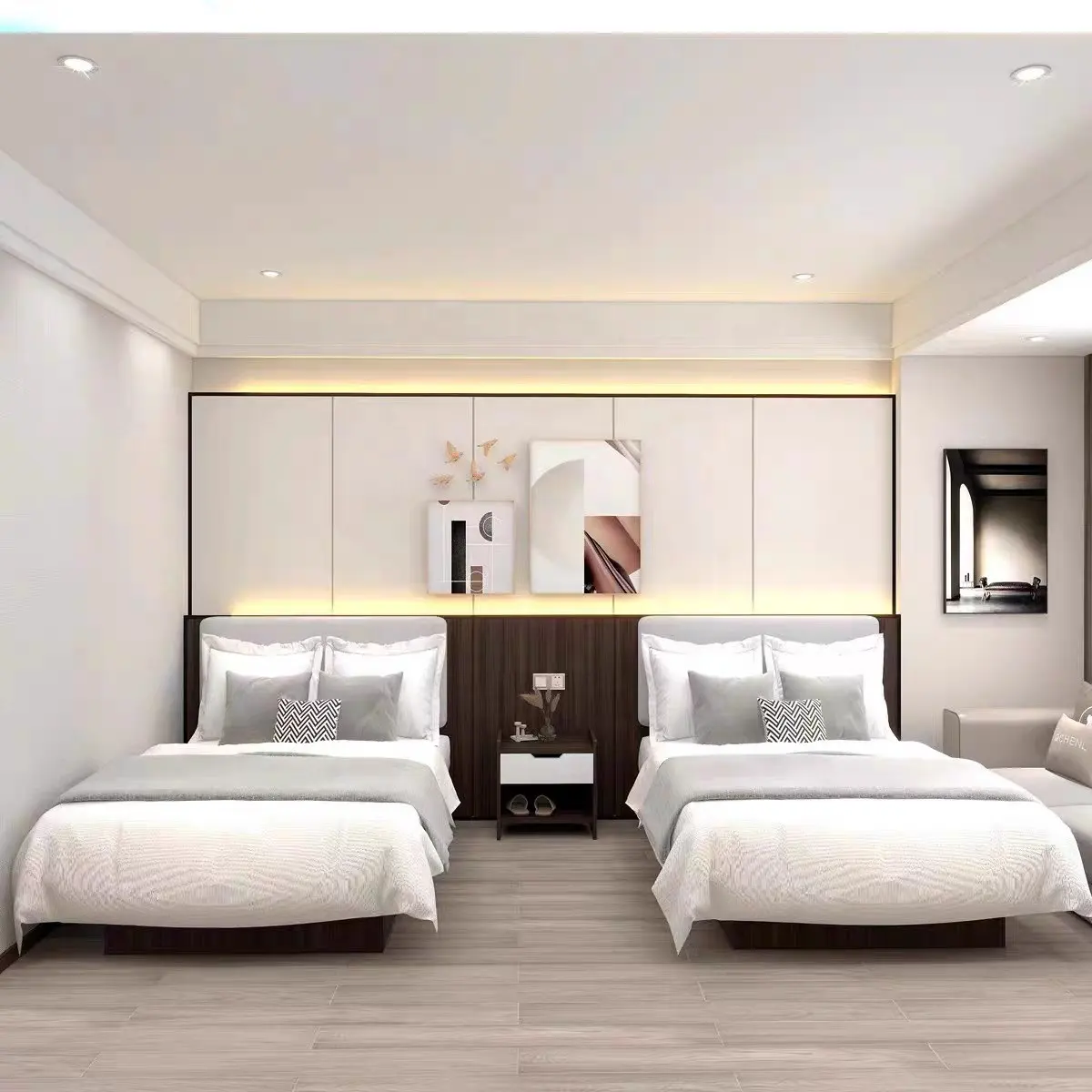 新しいアメリカスタイルの4ポスターベッドホテルの寝室の家具セット