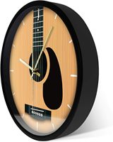 Jam dinding gitar 12 inci, dekorasi rumah kreativitas Modern sederhana senyap bulat jam dinding plastik kustom untuk ruang tamu