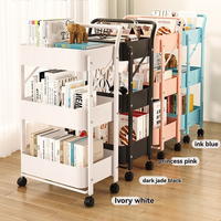 Chariot de rangement pliable à 3 niveaux durable pour collations, livres et articles ménagers dans les petites maisons