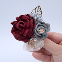 Feest Prom Kunstmatige Zijde Thee Rose Bruidsmeisje Bruid Corsage Pin Broche Bloem Corsage Armband