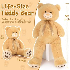 Unisex marrón claro tamaño real oso de peluche Suave Gigante juguetes de peluche niños adultos FIESTA DE San Valentín regalo perfecto novia novio