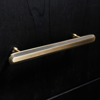 Poignée de meuble moletée en bronze antique européen Poignée d'armoire de cuisine en laiton massif de luxe léger Poignée de barre en T