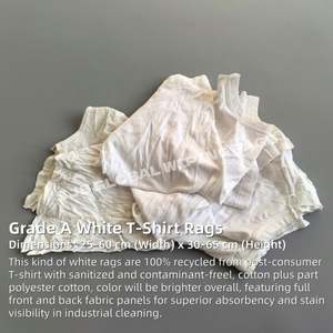 Trapos de Algodón Industriales, Trapos de Limpieza de Algodón Blanco, Trapos de Camiseta de Algodón Blanco, Trapos Blancos de Algodón Puro 100% Grado A, 10 kg - Product Image 2