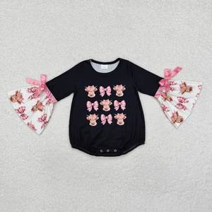 Infant <b>Baby</b> Girl Brown Bows Floral Long Sleeve Zipper Romper Jumpsuit Winter Warmth Sweeper Set ODM Cotton Spandex - Product Image 3