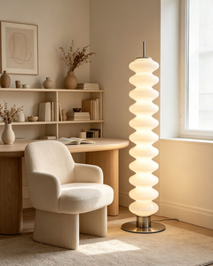 Lampes de sol LED blanches en verre avec perles d'abaque, design minimaliste moderne nordique, pour chambre à coucher, salon, décoration de chevet - Product Image 5