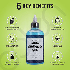 Bleu Ichy Frais D'aloe Vera Non Moussant Transparent Gel De Rasage de Barbe des Hommes Gel De Rasage - Product Image 5
