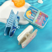 SY Kreative Süße Quadratische Haarspange für Damen mit Kleinem Fisch & Großem Krallen-Design für Dickes Haar - Täglicher Gebrauch Acryl